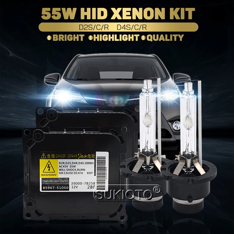  SUKIOTO 55W Xenon D4S HID Headlight Kit D2R D2C D2S KIT 6000K 4300K 8000K 85967-51050 For Toyota