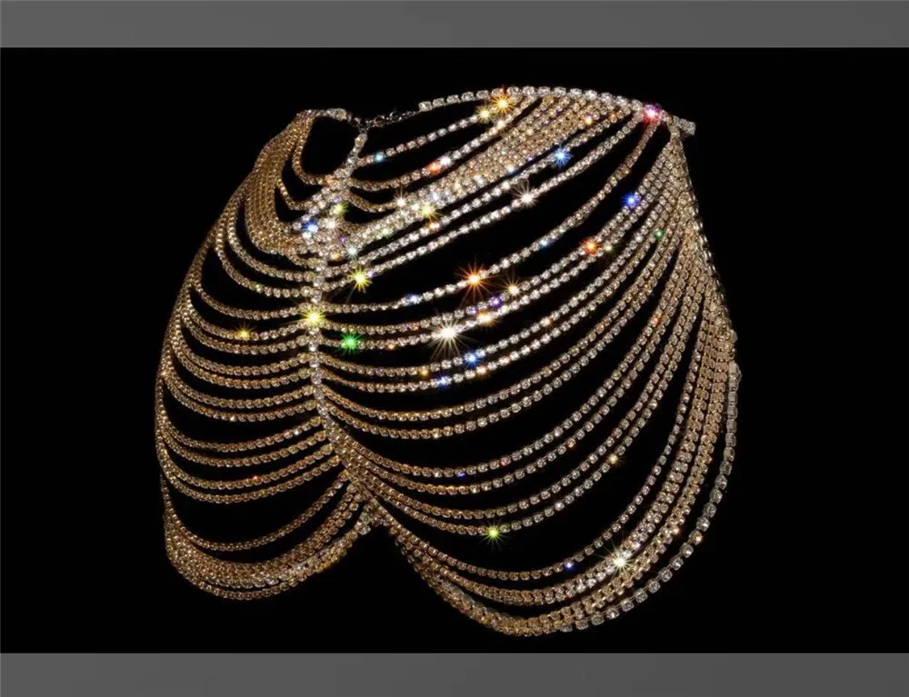 Rhinestone Multi Layered Belly Chain Sexy Jewelry for Women Club Crystal Waist Body Chain Party Dress Body Jewelry Gift