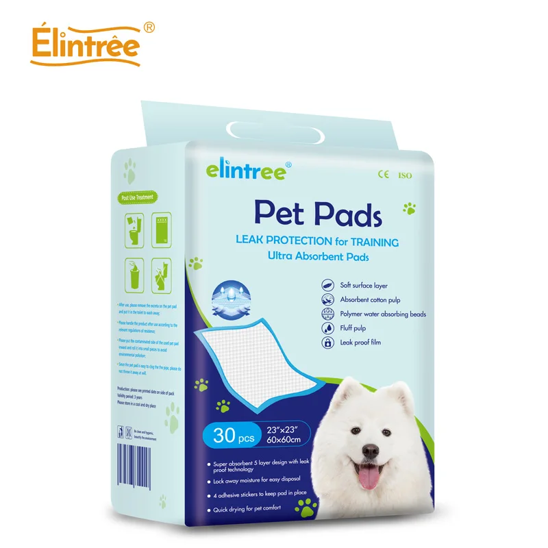 Elintree Oem Wholesale Pet Training Pads Waterproof  Pet Urine Pee Absorption Disposable Underpads