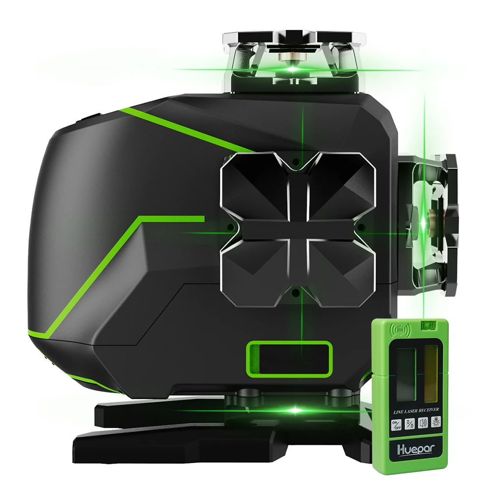 Huepar S04CG-5RG 16 поперечных линий лазерный уровень вращающийся 4D самовыравнивающийся 360 Вращающийся комнатный уровень