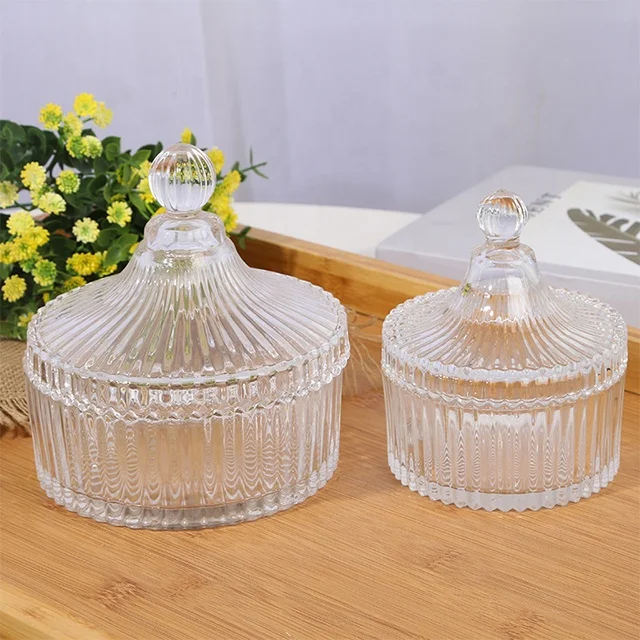 Fashion Factory Glassware Wholesale ramadan candy jar tableware Chocolate Kitchen Storage Jar candle jar with lid