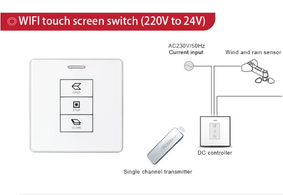 ZKCQL Folding Arm Type Electric Window Opener with Wifi Touch Screen Switch