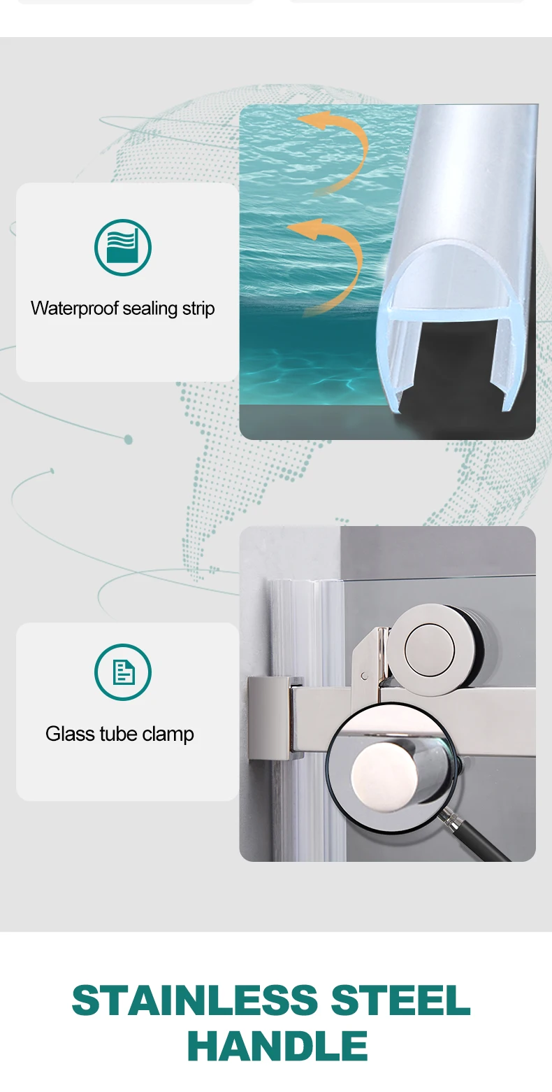 Fashion Hotel 8mm Glass Shower Doors Bathroom stainless steel Shower Enclosure