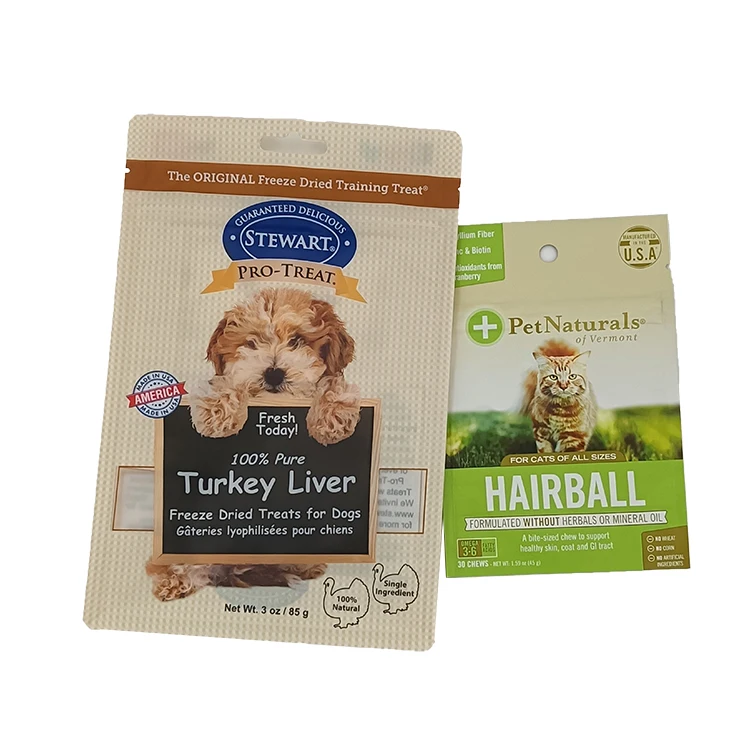 Custom Design Plastic Packaging Zipper Pouch Pet Snack Dog Treat Bag Pet Food Bag
