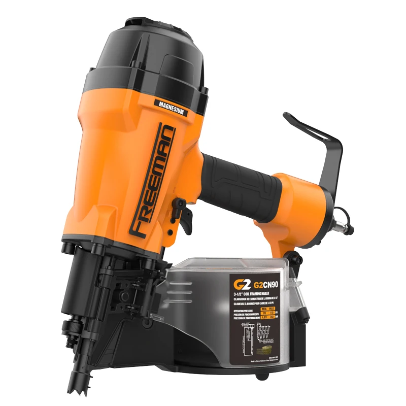 Freeman FMCN90 Semi Automatic 15 Degree 3 1/2 Inch Siding Air Nail Gun Pneumatic CN90 Coil Wire Framing Nailer for Wood Pallet