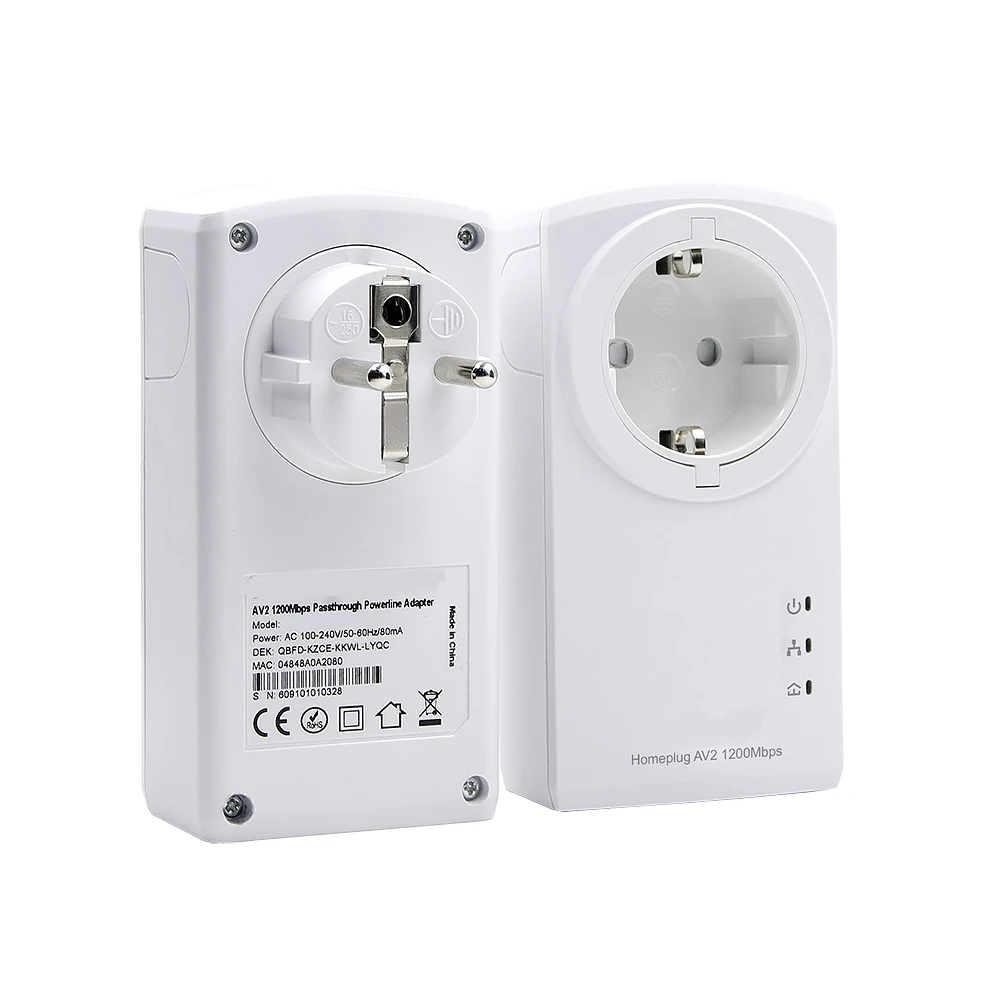 
AC Passthrough Homeplug Powerline Adapter Kit AV2 1200Mbps Powerline Adapter 