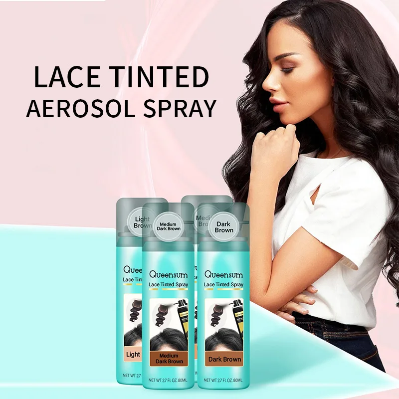 Best Lace Tint Spray Hairpiece Coloring Non-Toxic Odorless Powder Lace Bond Tinted Aerosol Perfect Coverage Lace Glue Dye Spray