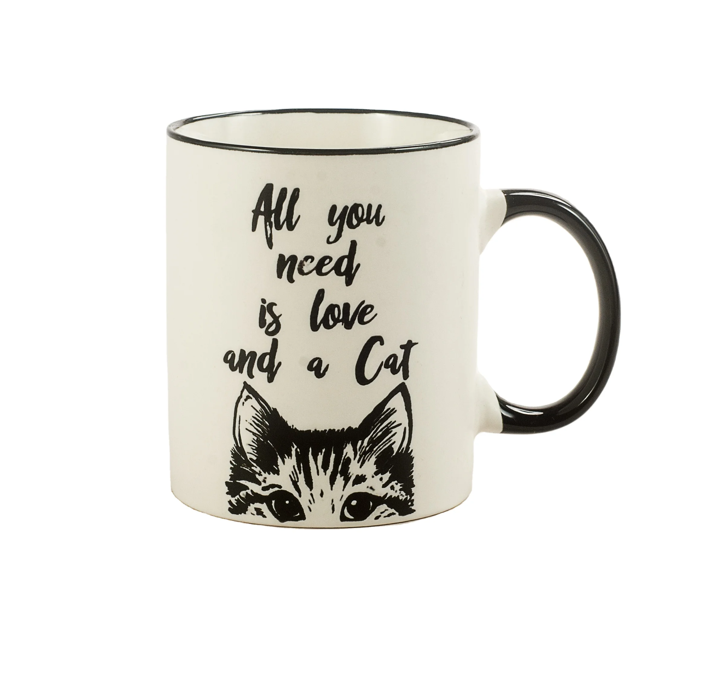 11oz black and white tea coffee cat dog cup matte mugs with logo customize