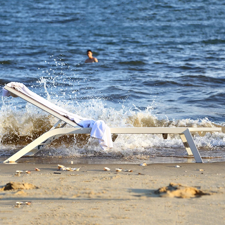 Hot sale modern beach chaise lounger furniture outdoor garden aluminium leisure chair patio poolside sun lounger