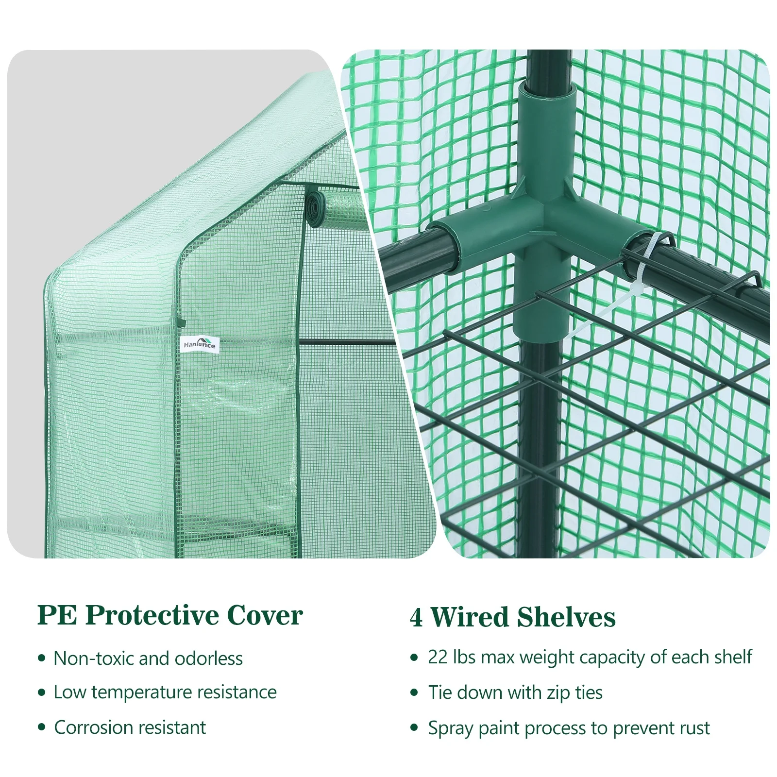  Outdoor 4 Wired Shelves Greenhouse Grow Tent Small Garden for Potted