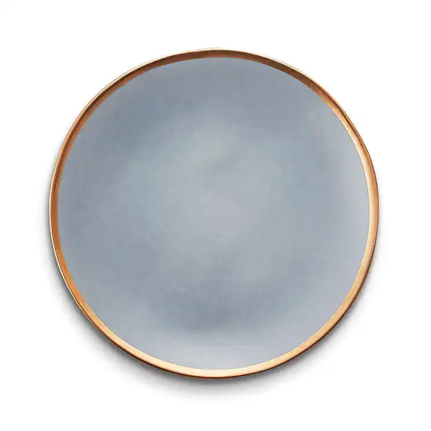 Home goods matte macaron color charger serving plate dish with gold rim porcelain dinner steak plates for restaurant wedding