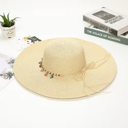 New Hot sale Beach Sun Protection Straw Hat Adjustable Beach Hat Large Sunshade Holiday Travel Sun Hat