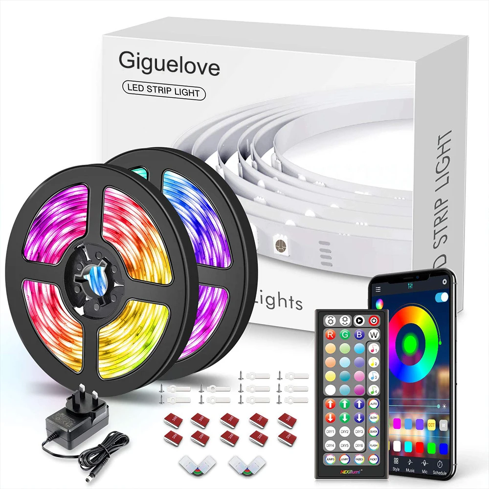 
Giguelove LED Strip Lights 15M Music Sync Color Changing RGB LED Strip 44-Key Remote App Controlled LED Lights 