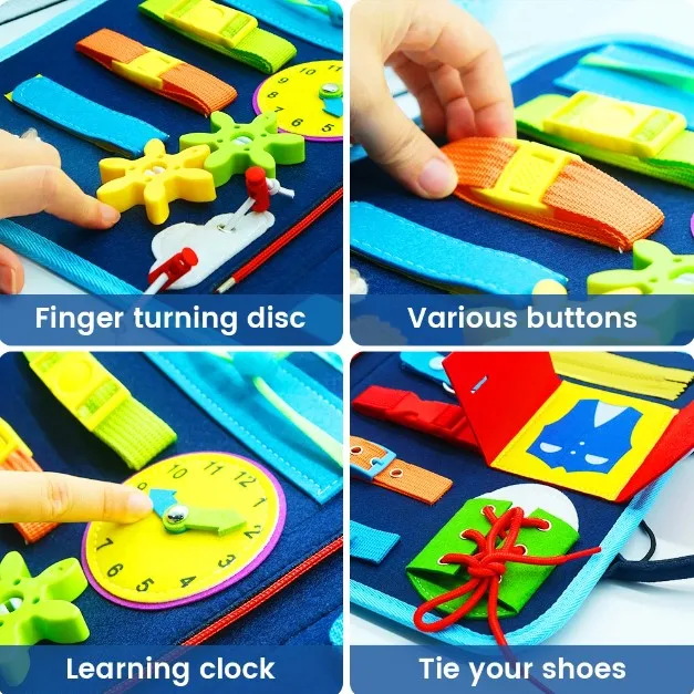 Toddler Busy Board Montessori Learning Sensory Early Educational Toy for Develop Basic Skill, Dressing,Counting,Spelling Words