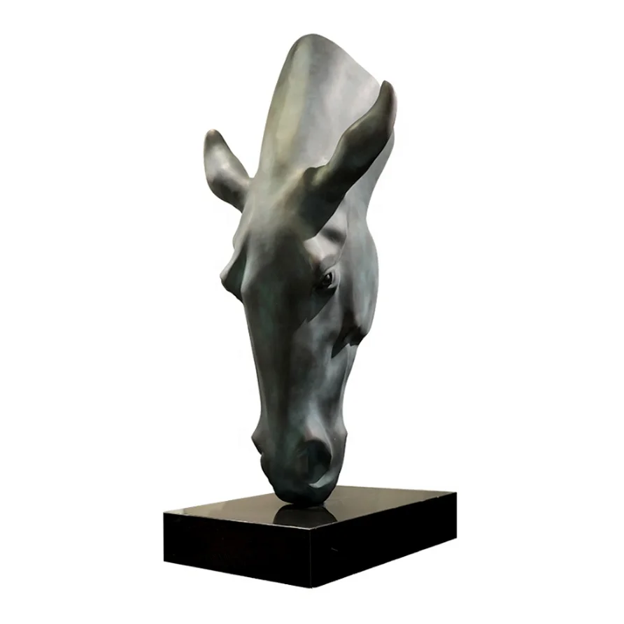 Custom-made Animal Interior Decor Bronzy Horse Head Metal Sculpture for Hotel Lobby
