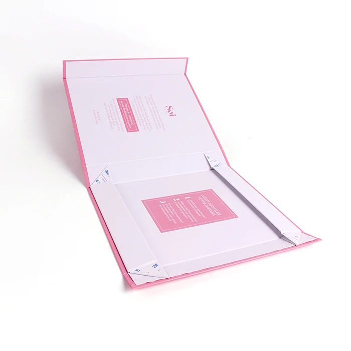 Luxury Customized Logo A4 Size Pink Magnetic Foldable Packaging Gift Box With Logo