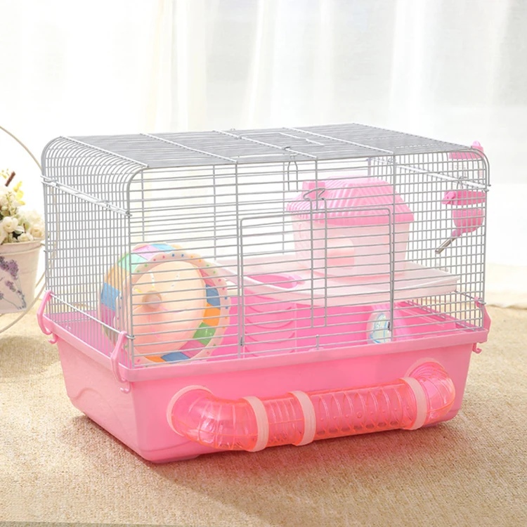 Amazon Hot PP Plastic Accessories Iron Wire Small Large Cheap Luxury Hamster Villa Cage