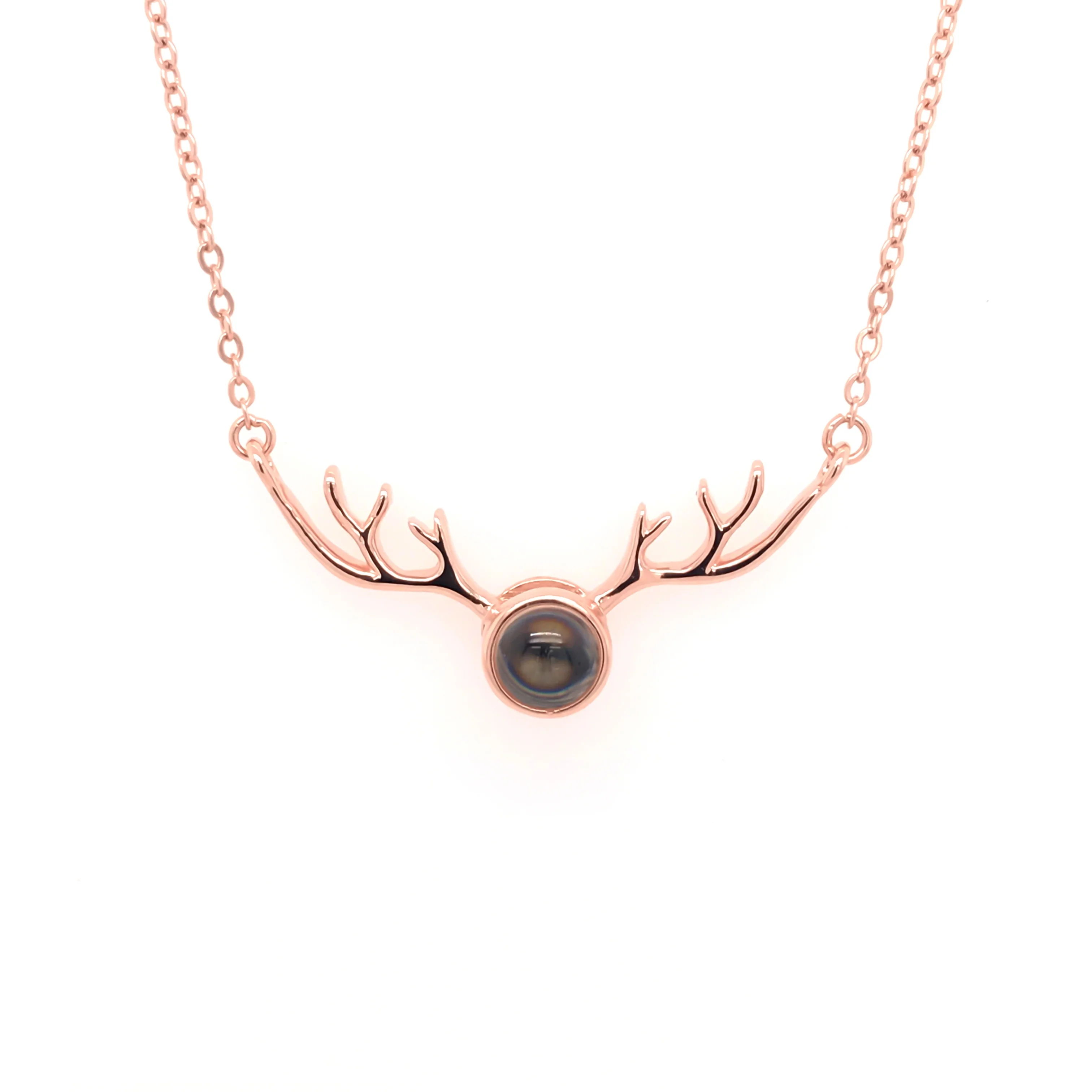 925 sterling silver antlers projective Memory of Love 100 Different Languages Necklace for girlfriend wife