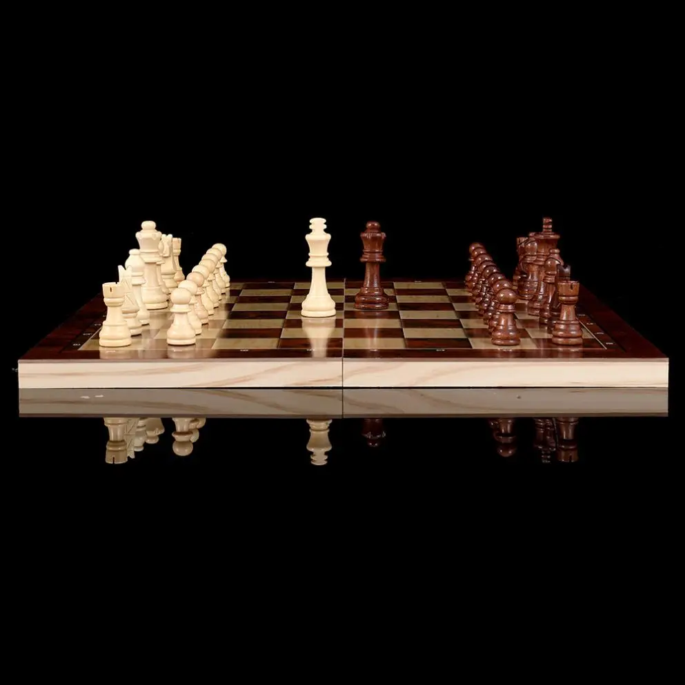 Three-in-one wooden chess foldable portable educational chess game strategy cross-border factory direct sales Toys