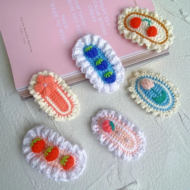 Cute Hair Pins Handmade Crochet Hair Accessories Knitting hair Clips For Women and Girls