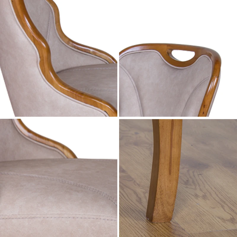 Wholesale sillas de comedor de madera Luxury Elegant Dining Room Furniture Cream Home Kitchen Upholstered Wood Dining Chair