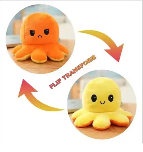 Cheap Custom Cute Octopus Stuffed double side flip Reversible plush pillow Octopus Dolls Reversible Stuffed Octopus animal Toy