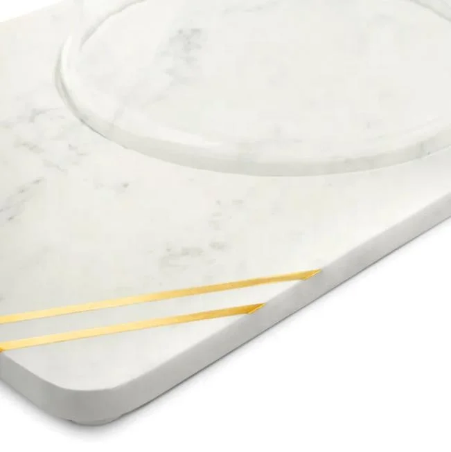 Marble Serve Plate with Glass Lid Cheese Board Tray Charcuterie Serving Board