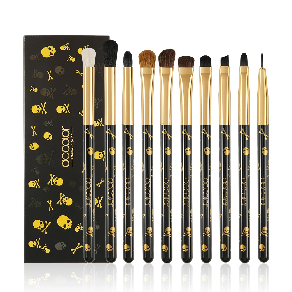 
Docolor Gothic Style-10 Piece Professional Makeup Brush Set quick-drying fibrous hair unique gold aluminum ferrule 