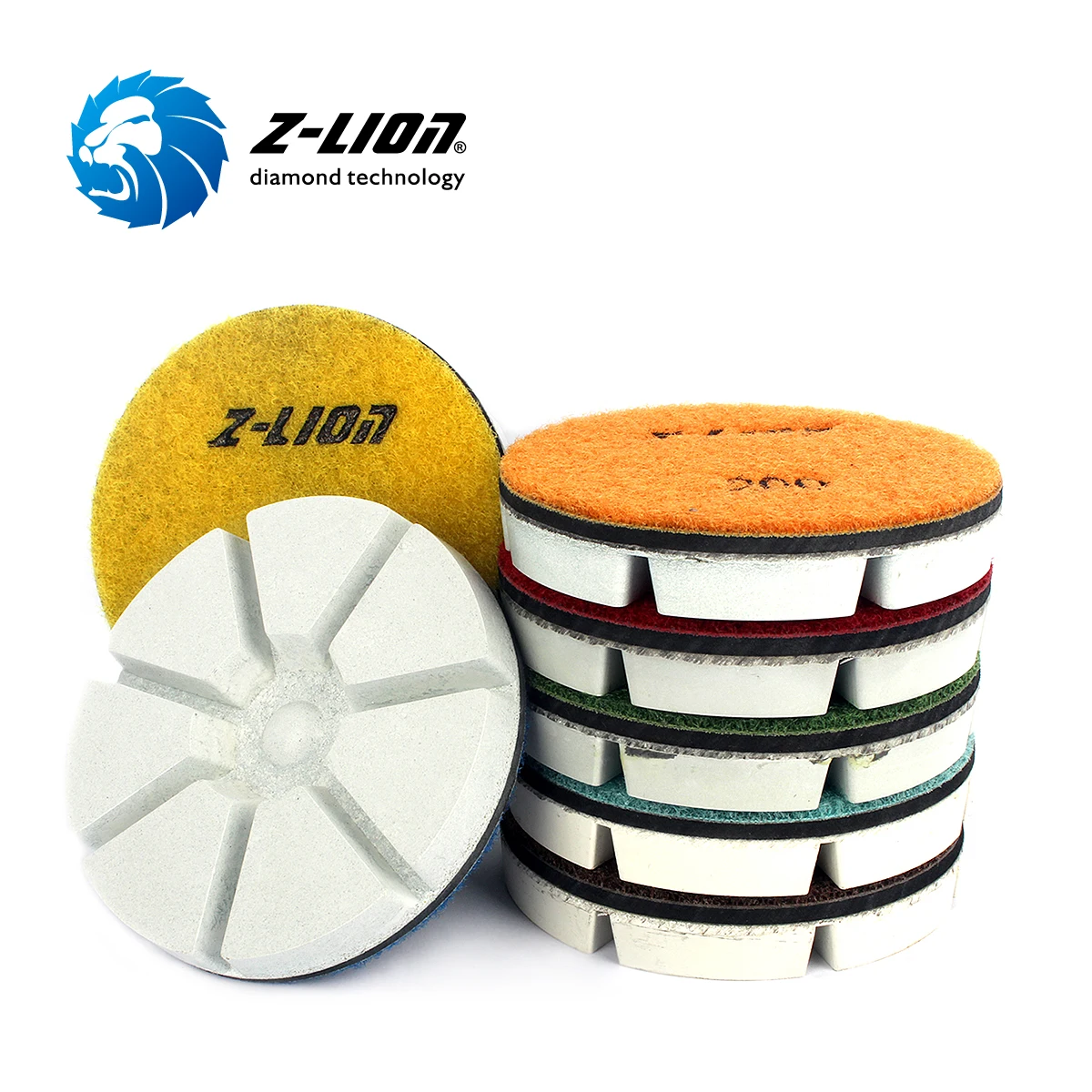 ZL-16AD 3 Inch Dry Diamond Polishing Pad Concrete Polishing Pads Resin Bond White Dry Concrete Floor Diamond Polishing Puck