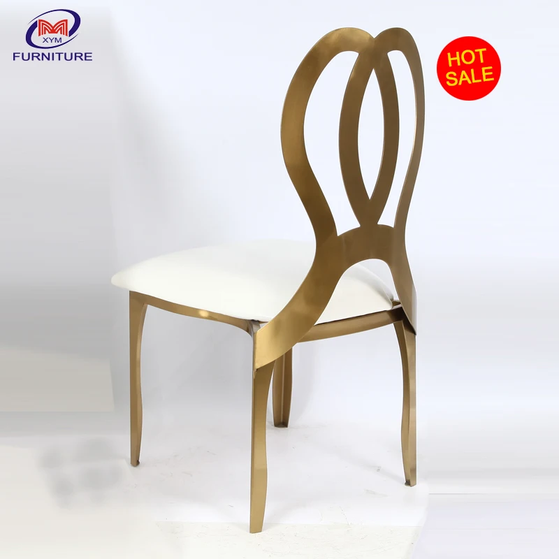 Rental Fancy Gold Stainless Steel Wedding chair for Restaurant and Banquet with heart design