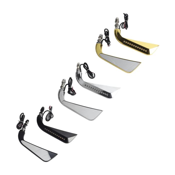 Motorcycle LED Left & Right Rear View Mirror For Harley Cross Bones Dyna Electra Glide Fat Boy Sportster Street Glide 1984-2014