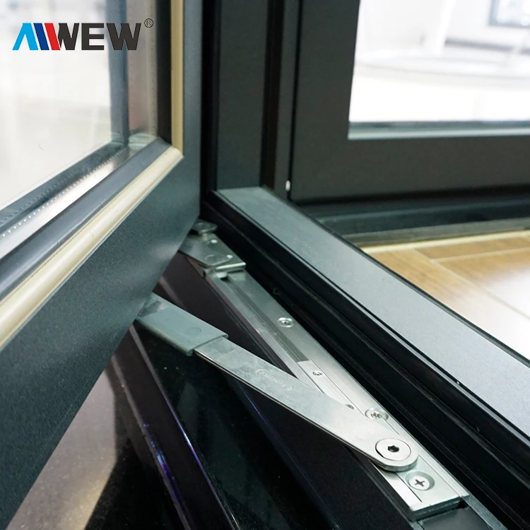 Alwew factory customized thermal break blind inside double glass aluminum window french casement windows aluminium casement wind