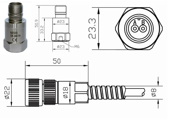 China Ronds Wired sensor RH103 for Condition Monitoring System