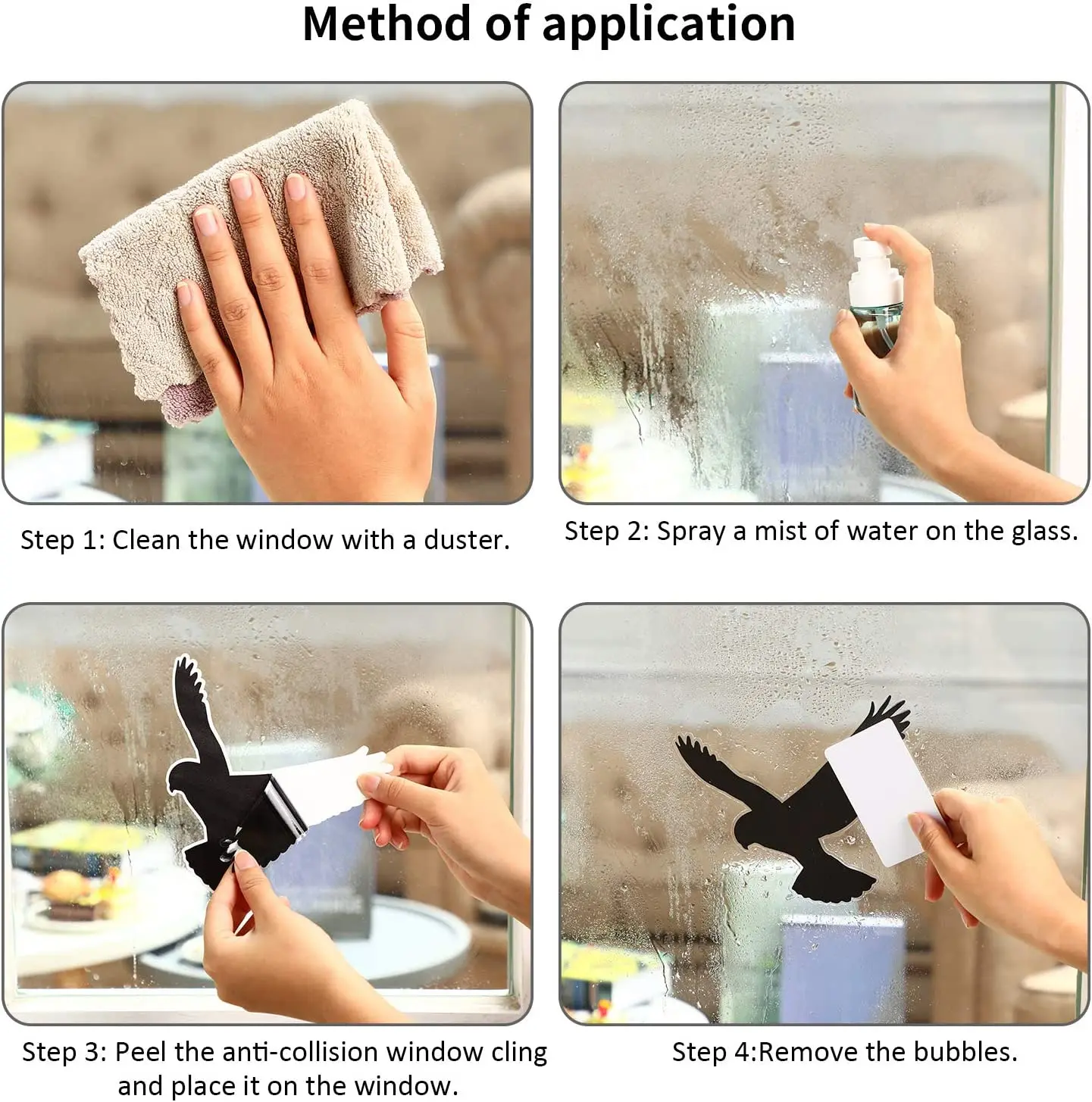 Anti- Collision Window Bird Stickers Decals Glass Door Protect and Save Black Bird Sticker