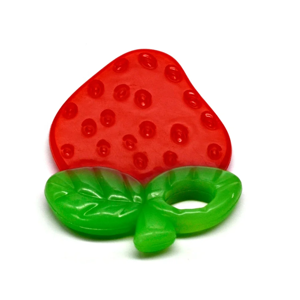 BPA free strawberry soft chews teether funny baby teething toys silicone baby molar teether