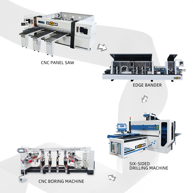 ZICAR high precision cabinet door making machines cnc machine six drill machine for panel production line