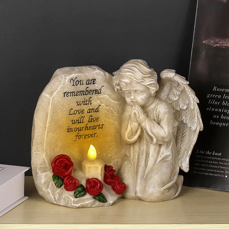 New solar lamp Angel blessing lamp Cemetery lamp selling photosensitive blessing angel LED Candle