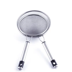 Double Layer Fine Mesh Strainer Sifter Filter Sieve Well Welded Long Handle Rustproof Filter Stainless Steel for Pulp and Tea