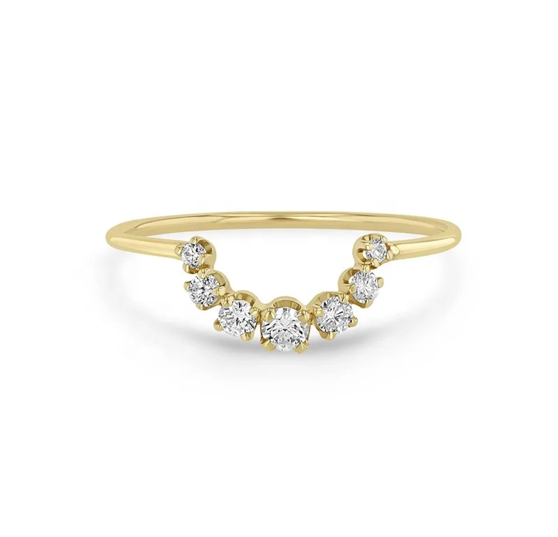 Milskye exclusive silver 925 thin band bridal jewelry cz zircon curved finger ring