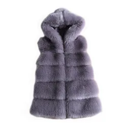 Wholesale Jtfur Fashion Fox Fur Coat Women Plush Winter Sleeveless Faux Fur Vest