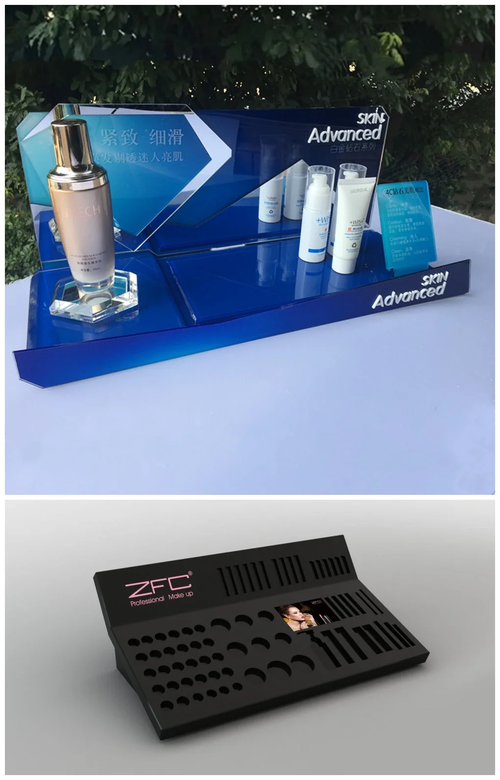 Custom Acrylic Cosmetic Display Counter With Led Lighting