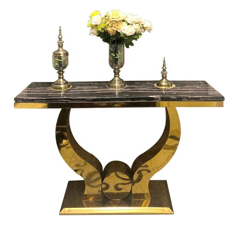 Light luxury rock plate creative porch table Italian style modern simple designer entry corridor stainless steel porch table