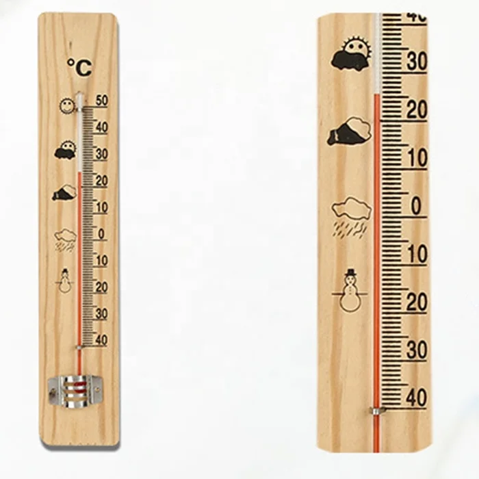 wooden base room and garden thermometer