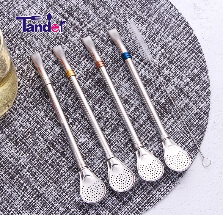 Yerba Mate Bombilla Straw Inox Stirrer 18-10 Stainless Steel Spoon  Portable Straw Set With Brush Demountable Straw Easy Clean