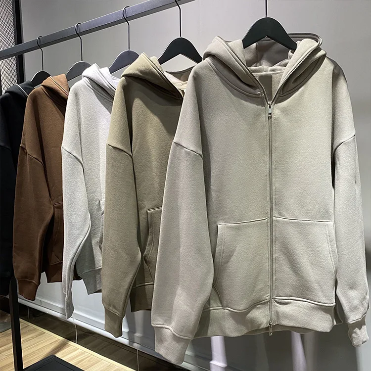 Wholesale 420 gsm 3d puff print cropped hoodie men full face zip up high quality custom heavyweight puff printing hoodie