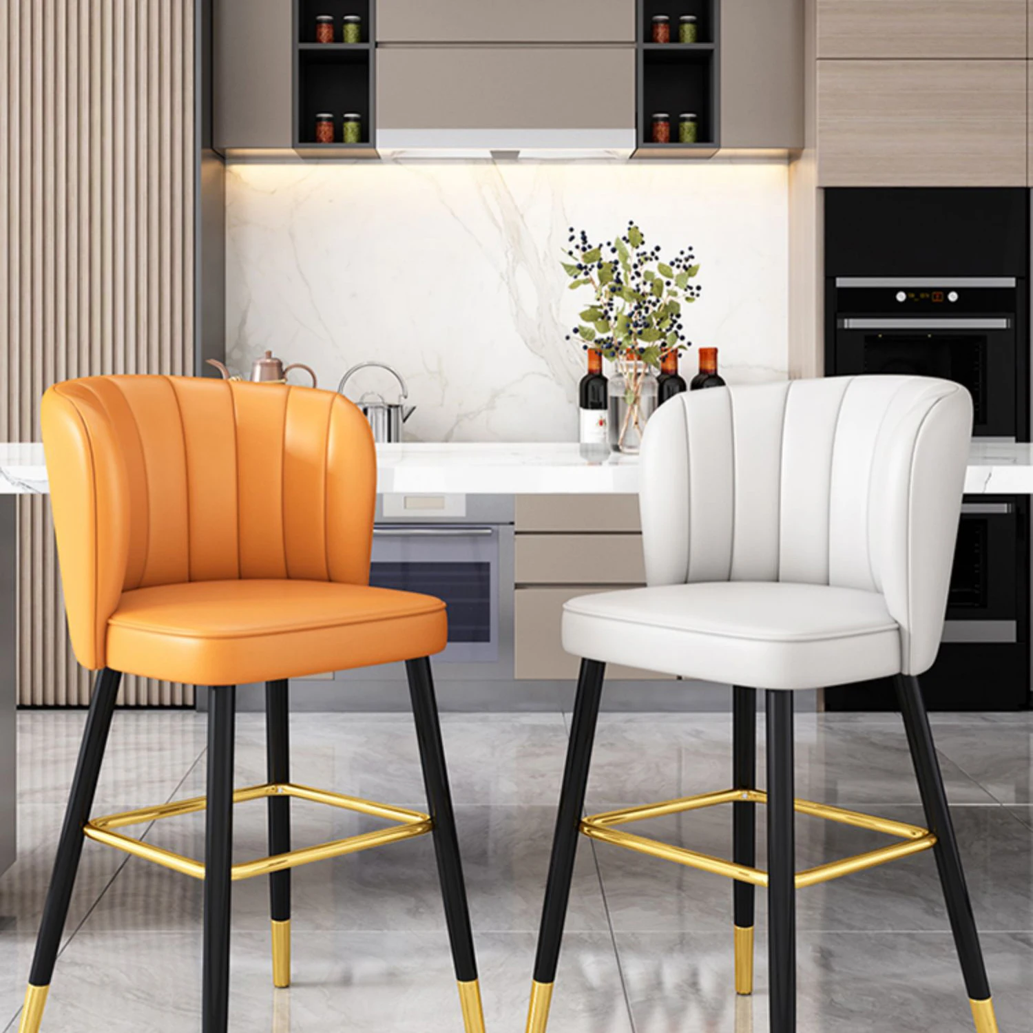Bar Chairs Nordic Tall Cheap Counter Furniture Gold Metal Leather Back Luxury Kitchen Modern High Stool Bar Chairs For Bar Table