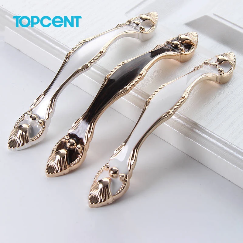 TOPCENT Zinc Alloy Custom Kitchen Cabinet Hardware Aluminum Bedroom Furniture Pulls Handle Light Electroplating Anti Layer Knob