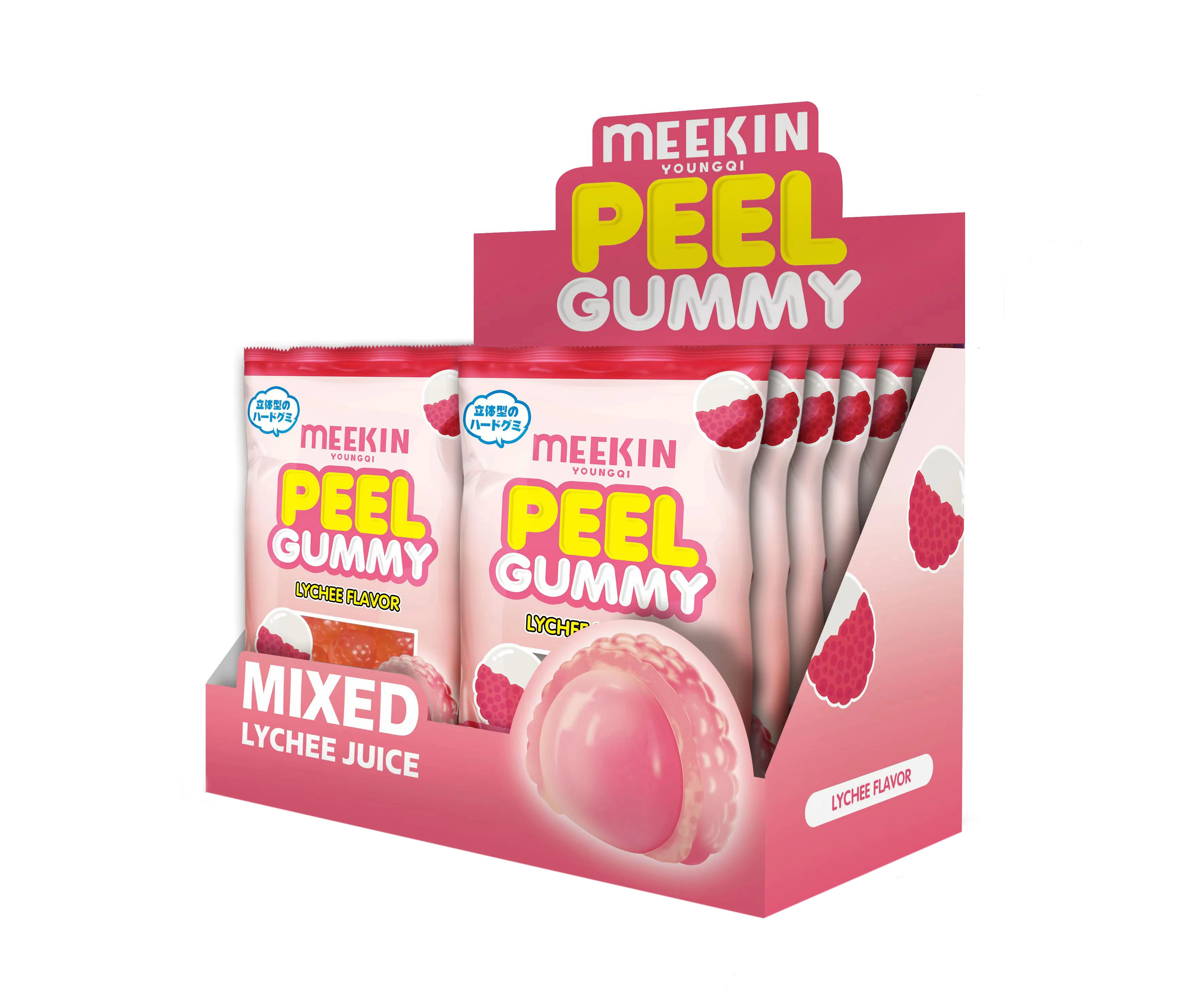 Lychee flavor soft candy wholesale candy manufacture  fruits  gummi candi with filling chewing candy