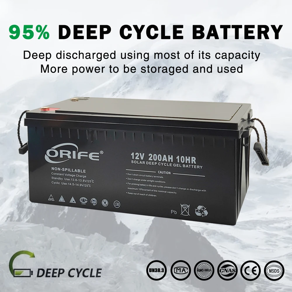 ORIFE custom hybrid discharger sealed lead acid deep cycle gel solar battery 12v 200ah