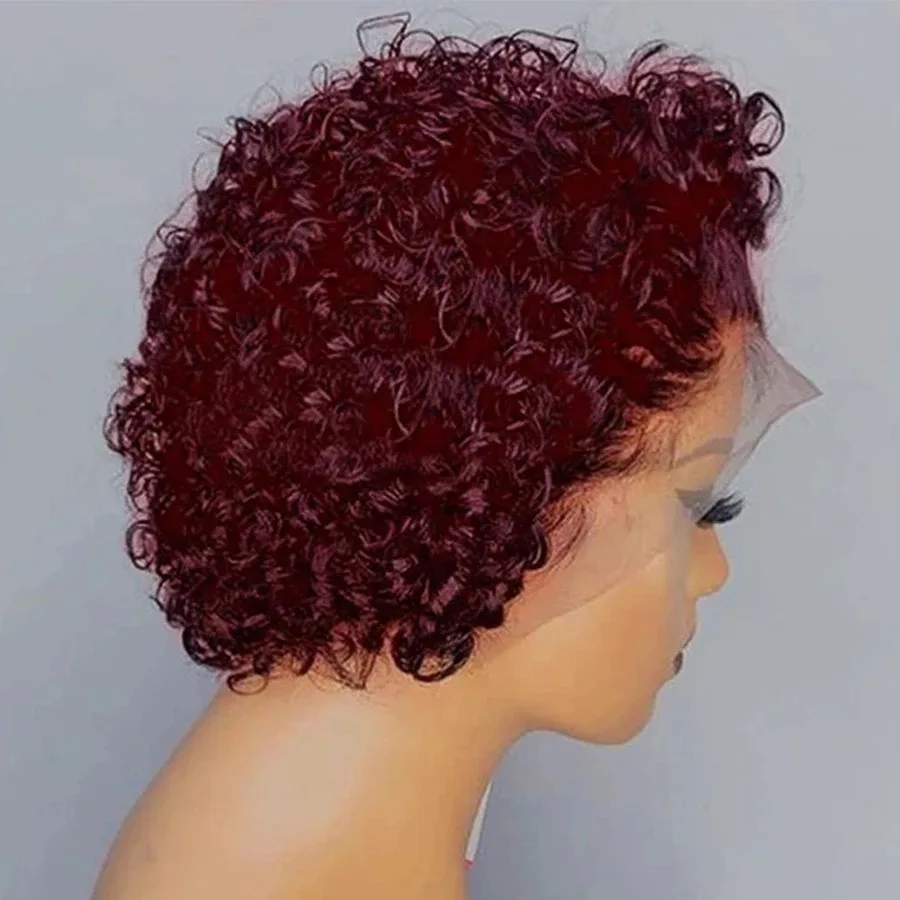 African small roll wine red short curls fluffy chemical fiber head cover